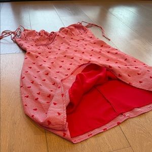 Red Dress with Spaghetti Straps and Little Hearts